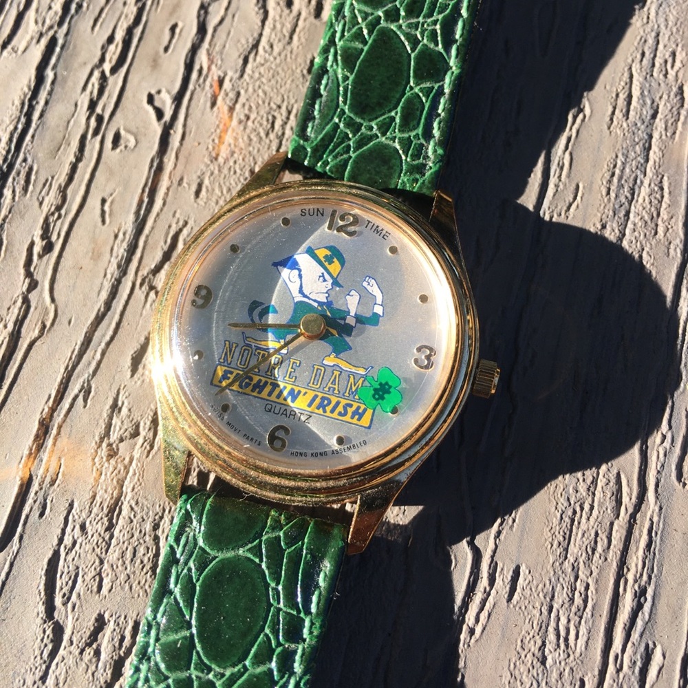 NOTRE DAME WATCH - GREEN LEATHER BAND UNISEX